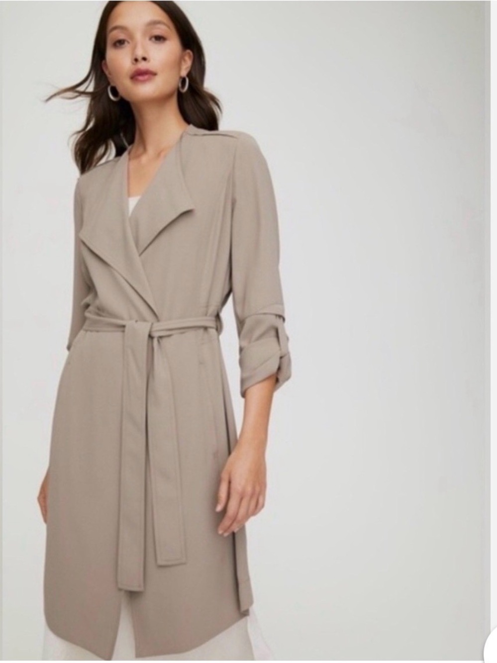 Babaton Taupe Belted Trench with Rolled Sleeves